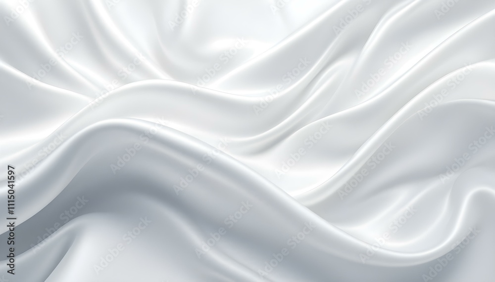 Fototapeta premium Detailed image of flowing white fabric in soft lighting, showcasing smooth textures, ideal for minimalist. Soft white fabric draped elegantly, showcasing smooth textures and gentle folds.