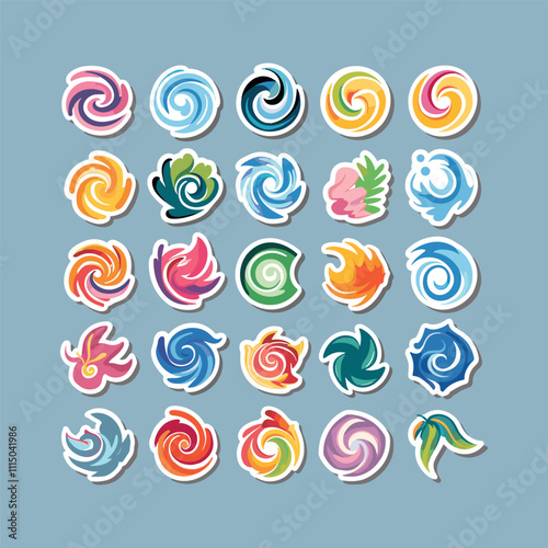 collection of cute 4 basic element vector stickers