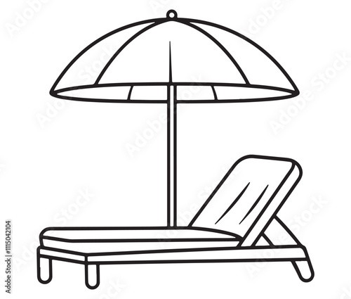 Beach chair and umbrella vector, Chaise longue and umbrella