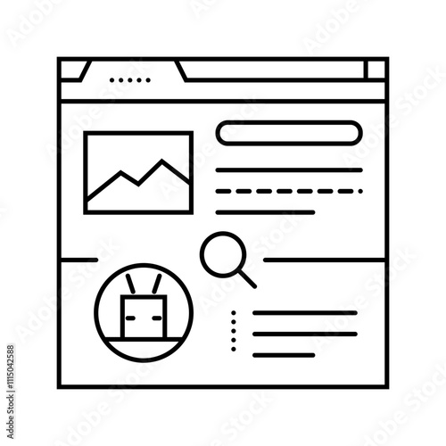 crawling seo line icon vector. crawling seo sign. isolated contour symbol black illustration