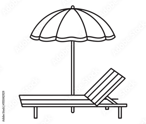 Beach chair and umbrella vector, Chaise longue and umbrella