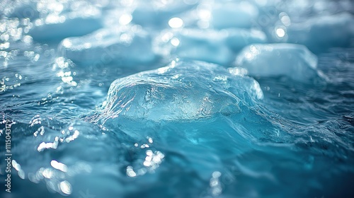 Floating ice drifting across the ocean’s surface, showing the melting effects caused by rising global temperatures photo