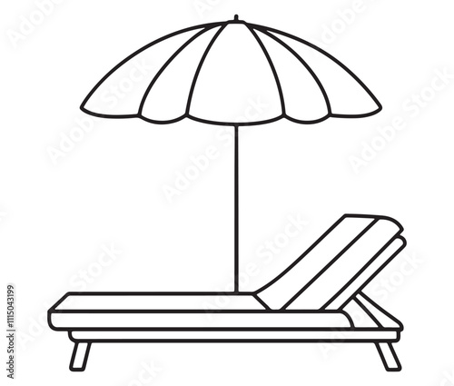 Beach chair and umbrella vector, Chaise longue and umbrella