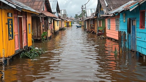 Flooded coastal regions symbolizing the devastating effects of rising sea levels and the need for climate adaptation strategies photo