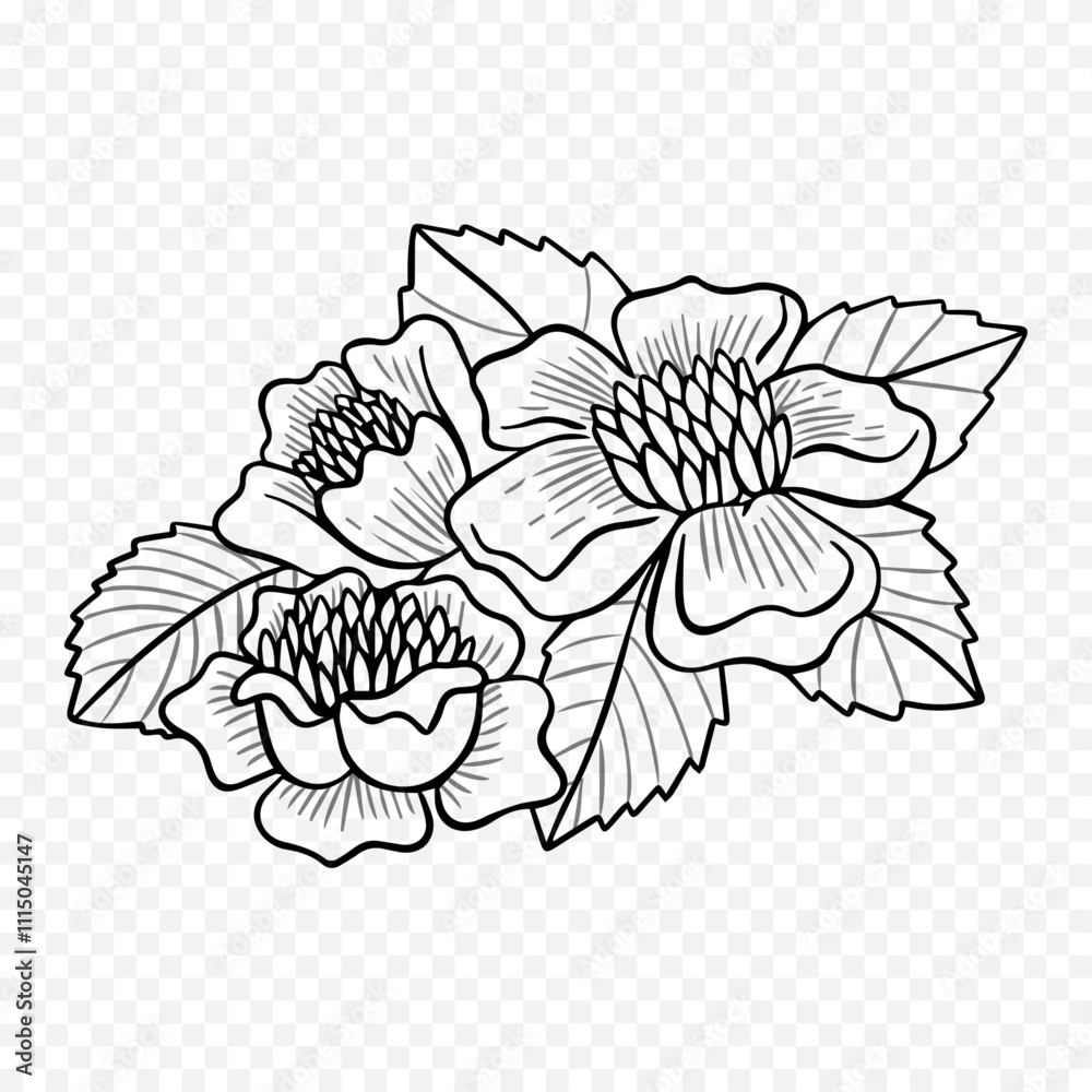 Obraz premium Hand drawn spring flowers illustration. floral illustration