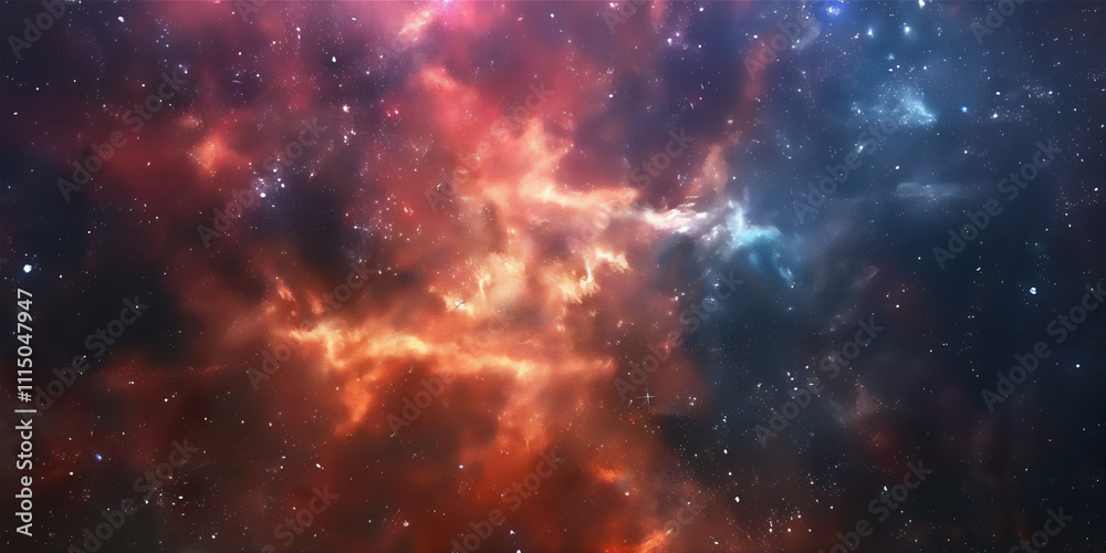 Naklejka premium Colorful Nebula illustration in space version 12