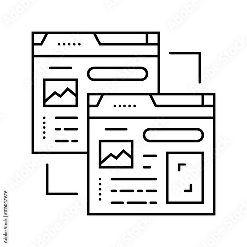 duplicate content seo line icon vector. duplicate content seo sign. isolated contour symbol black illustration