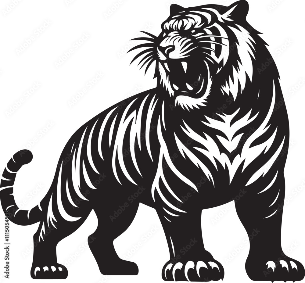 Obraz premium tiger illustration, angry Tiger silhouette vector