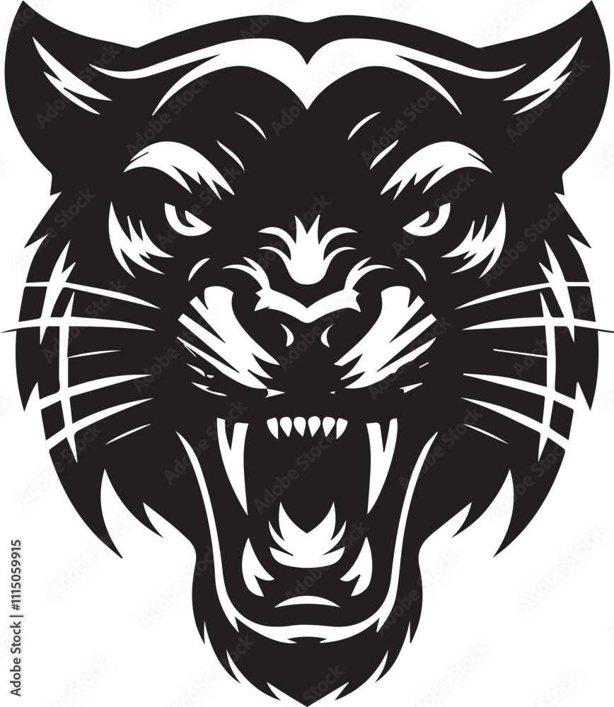 Fototapeta premium head of a panther, angry panther head logo Silhouette vector.