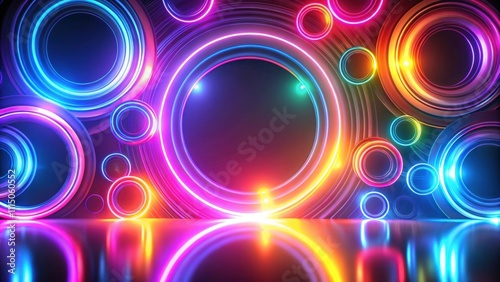 Colorful neon rings creating abstract modern background, neon, rings, colorful, abstract, modern, bright