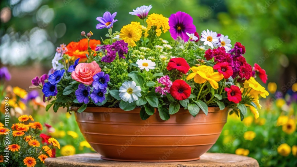 custom made wallpaper toronto digitalA variety of colorful flowers planted together in a flower pot , flowers, decoration, gardening, plant, colorful