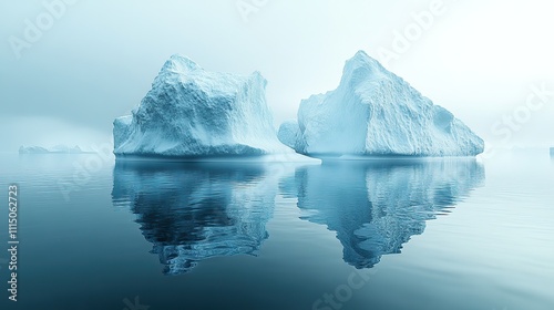 Icebergs floating on calm waters offer a visual reminder of the critical state of the world’s polar regions