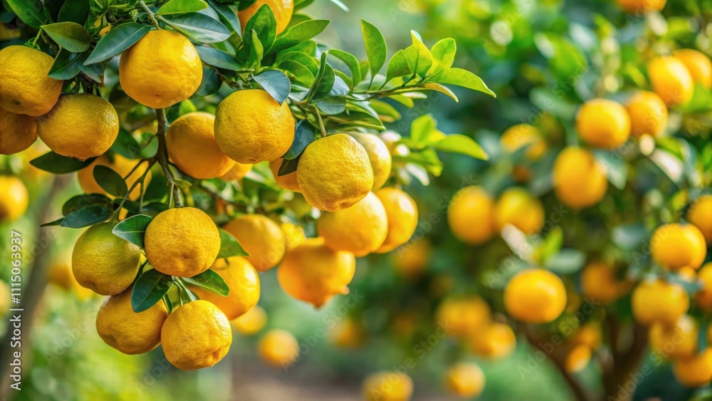 Yuzu tree on the verge of harvest exudes a delightful aroma , Yuzu, citrus, tree, harvest, fruit, fragrance, aroma