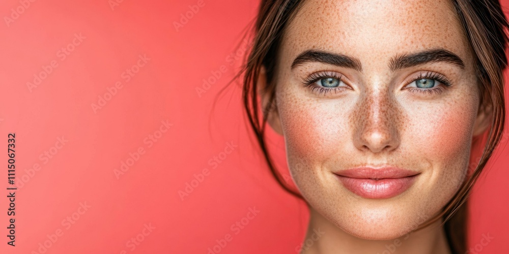 Fototapeta premium Radiant smile against a vibrant background. AI.