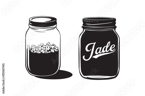  A Jar sat silhouette vector style with white background