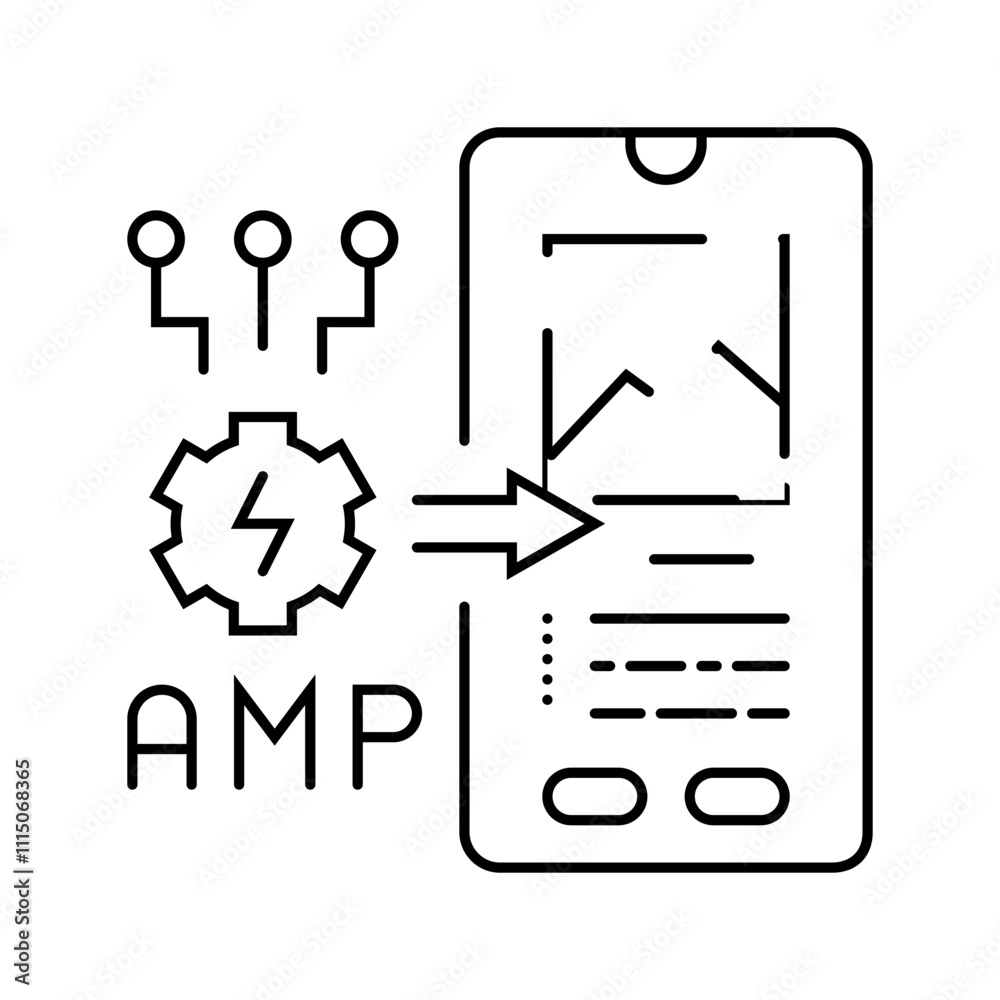 amp accelerated mobile pages seo line icon vector. amp accelerated mobile pages seo sign. isolated contour symbol black illustration amp accelerated mobile pages seo line icon vector. amp accelerated mobile pages seo sign. isolated contour symbol black illustration