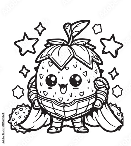 Coloring page education starfruit wearing armor clothes