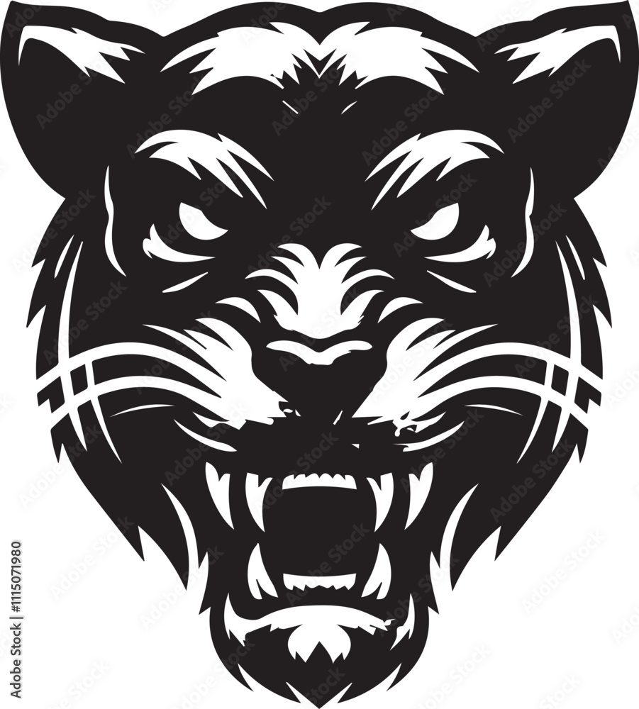 Fototapeta premium head of a panther, angry panther head logo Silhouette vector.