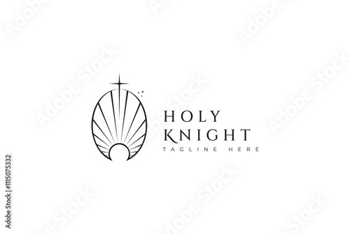 Holy Knight Cross Sword Sunrise Logo Concept Esoteric Geometric Sign Symbol Abstract Illustration