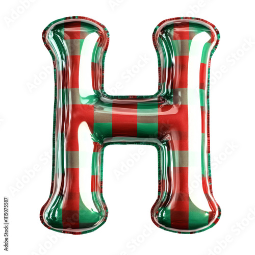 red green christmas style H alphabet balloon Realistic 3D on white background. Generative AI