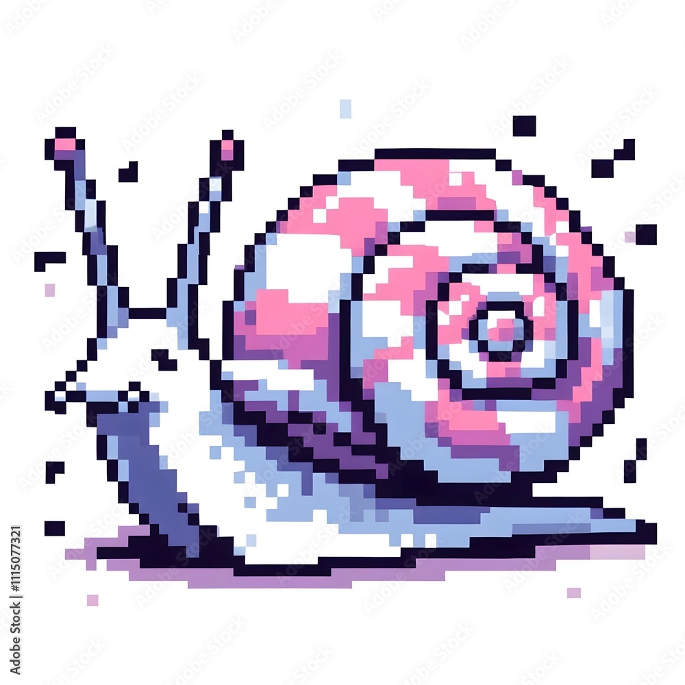 Fototapeta premium 달팽이, 픽셀아트, jpeg (Snail, pixel art, jpeg)