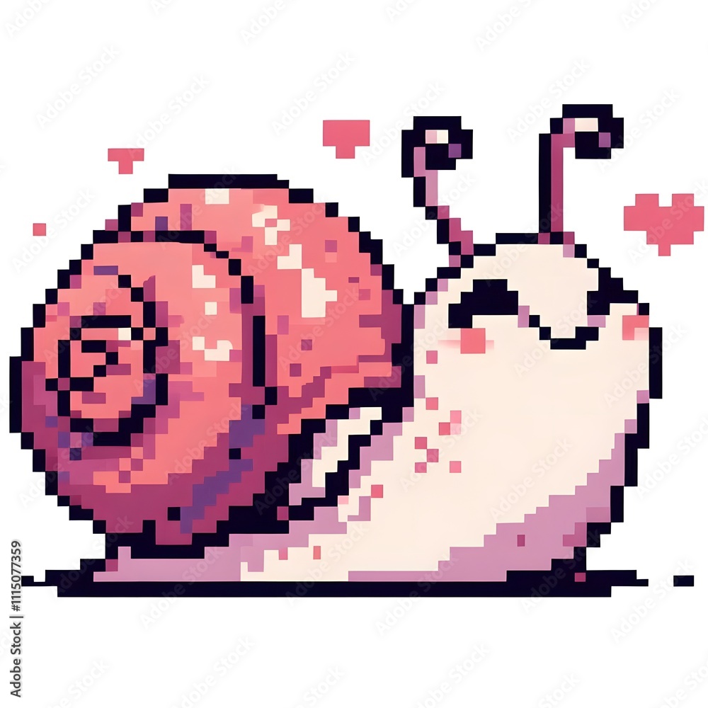 Fototapeta premium 달팽이, 픽셀아트, jpeg (Snail, pixel art, jpeg)