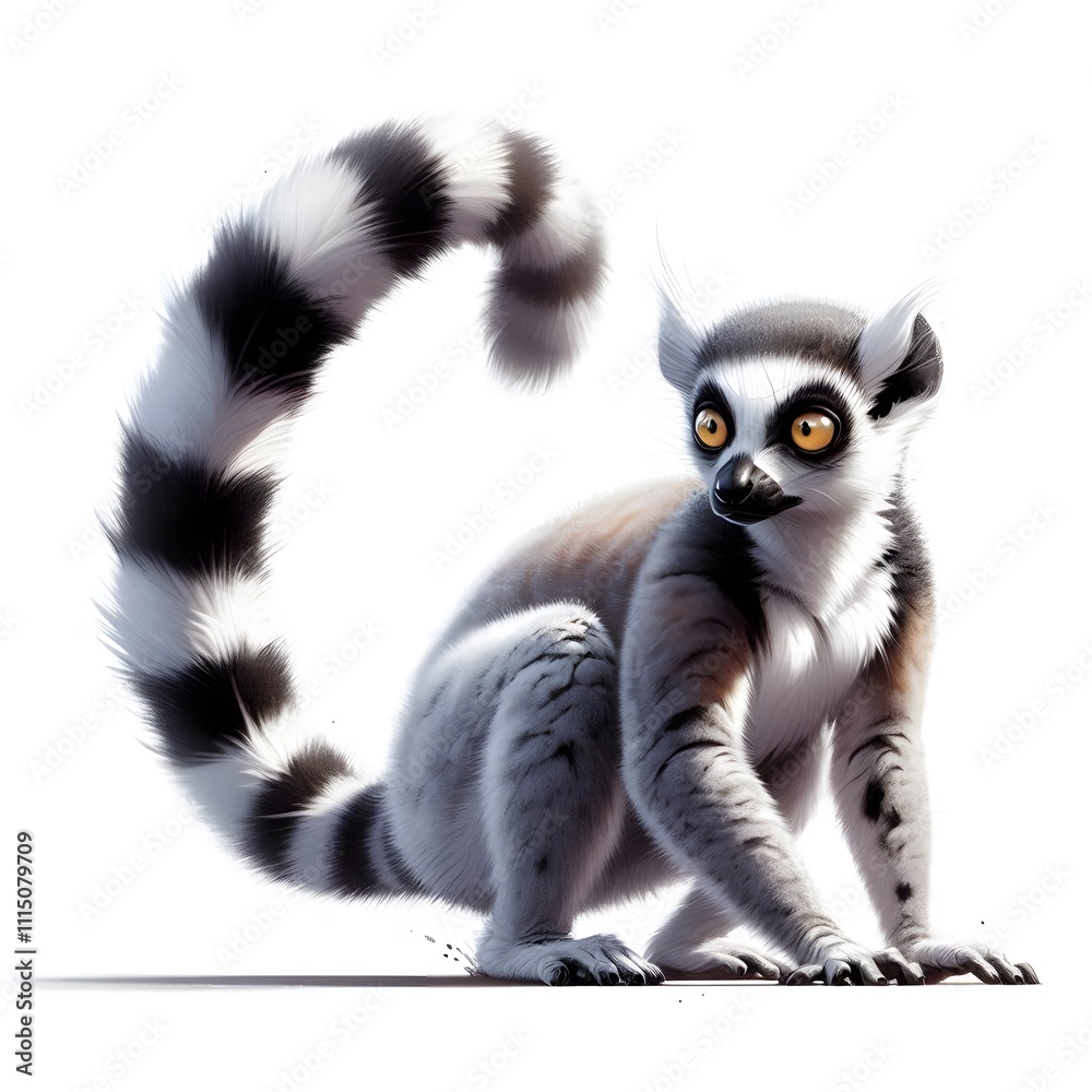Fototapeta premium 알락꼬리 여우원숭이, 애니메이션 아트, jpeg (Ring tailed lemur, animation art, jpeg) 