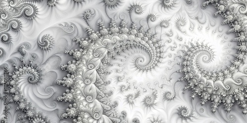 Wallpaper Mural Elegant grayscale fractal art featuring swirling spirals and intricate patterns Torontodigital.ca