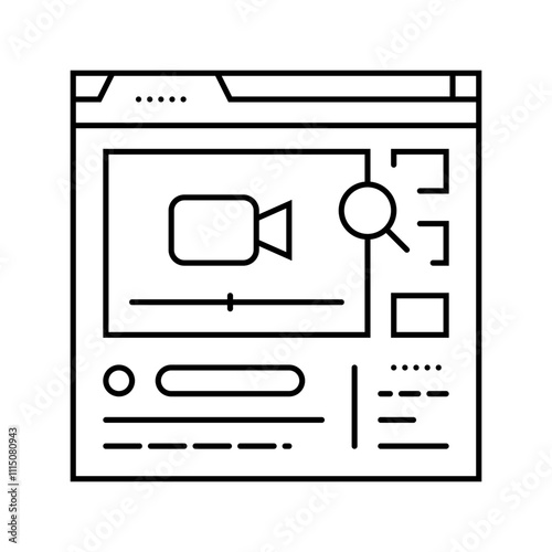 video seo line icon vector. video seo sign. isolated contour symbol black illustration