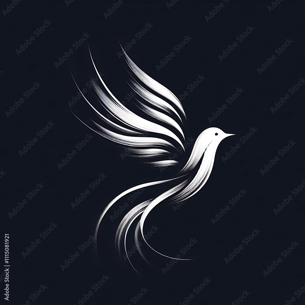 Fototapeta premium Stylized bird in flight with flowing feathers.
