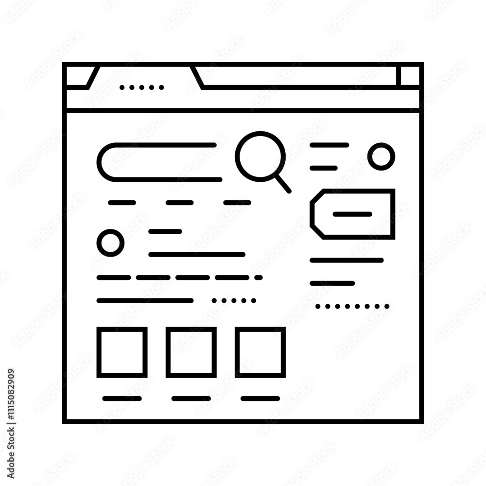 brand serp seo line icon vector. brand serp seo sign. isolated contour symbol black illustration brand serp seo line icon vector. brand serp seo sign. isolated contour symbol black illustration