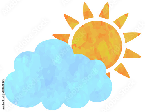 雲に隠された太陽のイラスト くもり ベクター素材