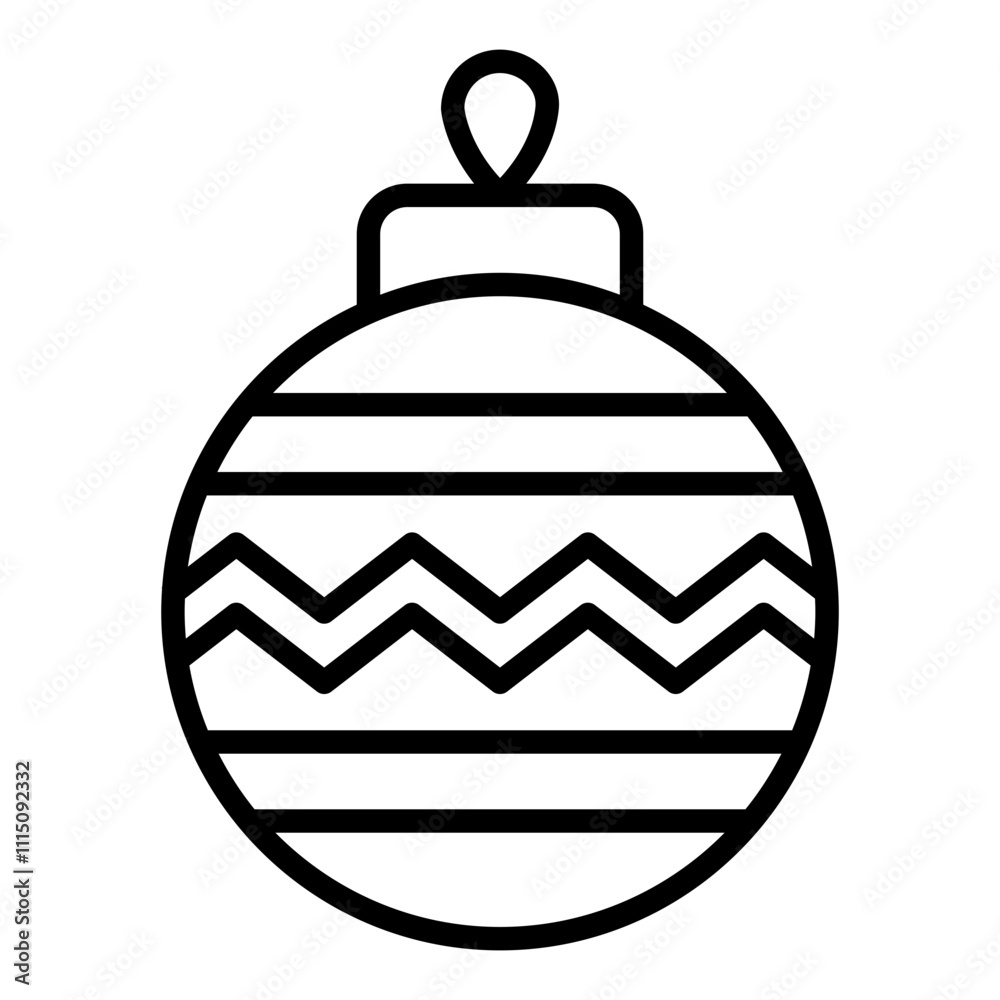 Fototapeta premium Christmas bauble ball icon for festive tree decoration and holiday ornamentation
