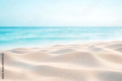 Serene Beach Soft Sand Turquoise Sea Clear Sky Summer Relaxation photo