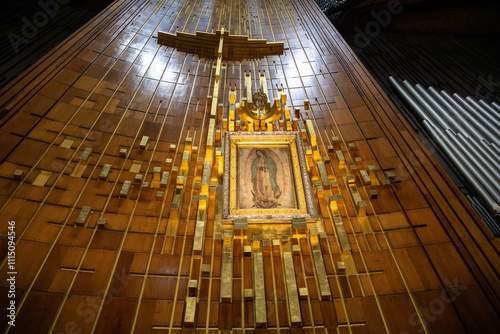 Manto sagrado de la virgen de Guadalupe que se encuentra en la Basílica de la Ciudad de México