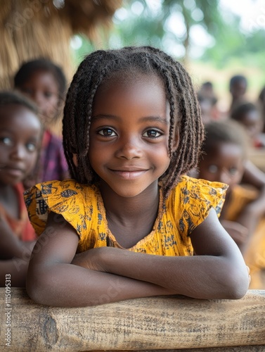 Portrait of a Young African Girl with Braids
