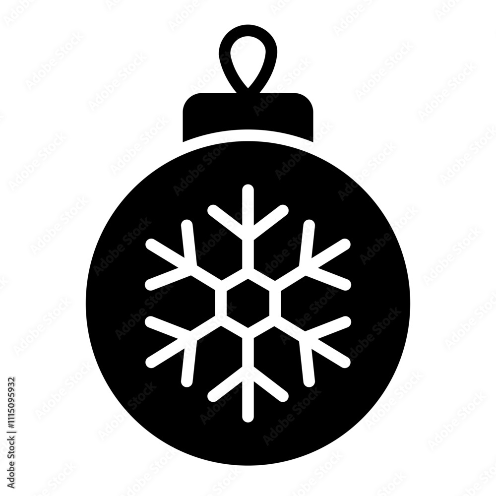 Fototapeta premium Christmas bauble ball icon for festive tree decoration and holiday ornamentation