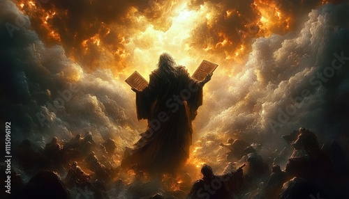 Moses Breaking the Sacred Tablets in Wrath Against Israelite Idolatry on Mount Sinai