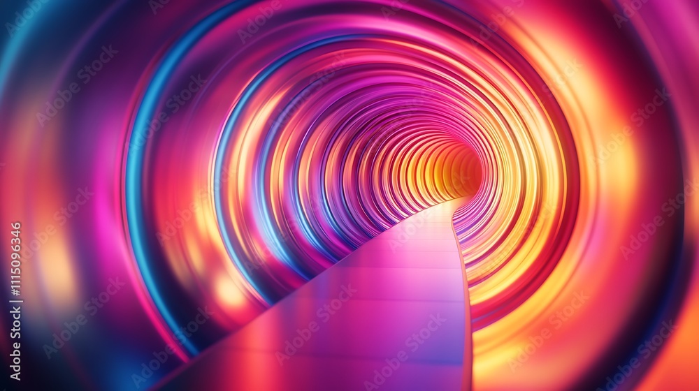 Obraz premium Vibrant light tunnel experience abstract art digital environment