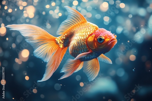 Goldfish Underwater Scene Teamwork Friendship Happiness Swimming Aquarium Dreamlike Atmosphere photo