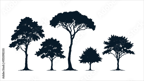 silhouette set of tree vector. Ai generated