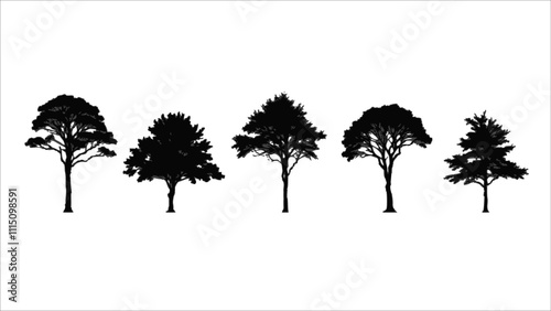 silhouette set of tree vector. Ai generated
