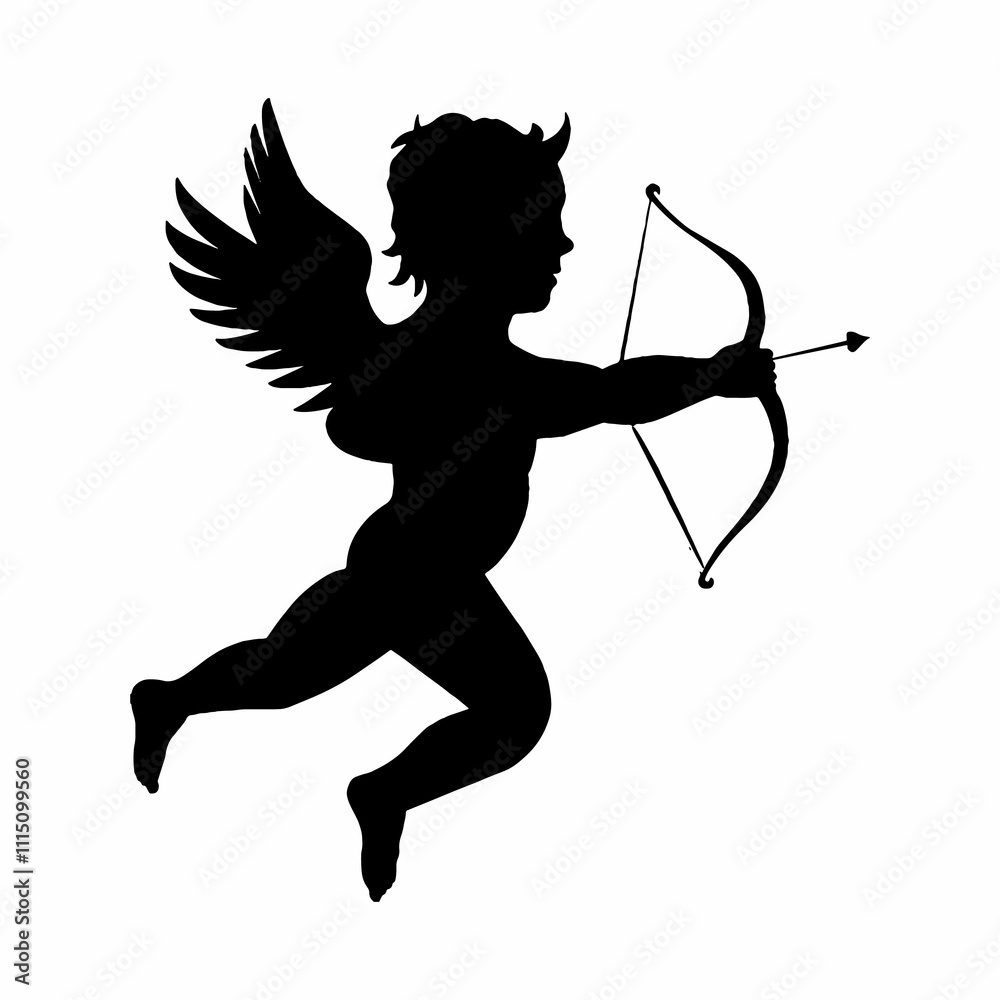Fototapeta premium Christmas Angel black and white image for illustration.