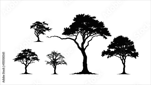 silhouette set of tree vector. Ai generated