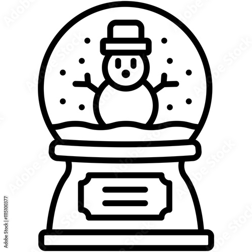 snowglobe icon featuring a snowman on a decoratiove base for winter