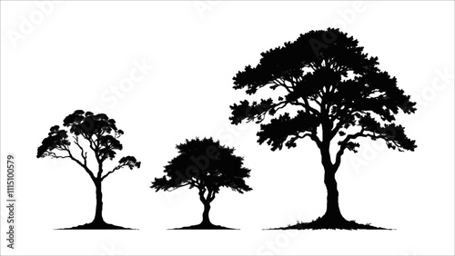 silhouette set of tree vector. Ai generated