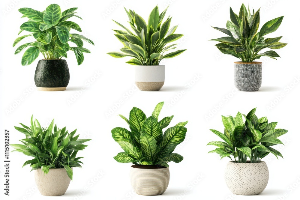 Fototapeta premium Set of House plant with Tob isolated in white background