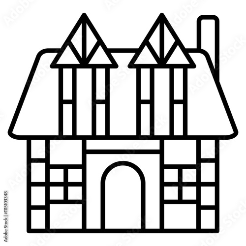 Tudor house icon element for design