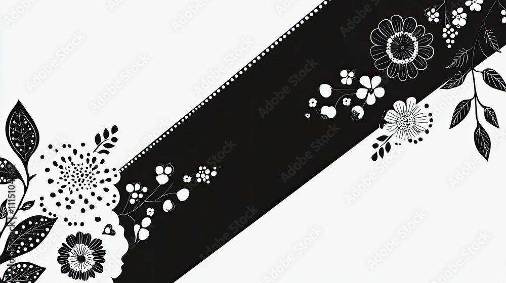 Obraz premium Modern black and white floral design with traditional motifs and elegance