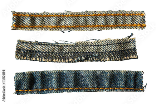 Strips of Jeans cloth with seams and stitches